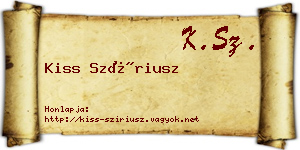 Kiss Szíriusz névjegykártya